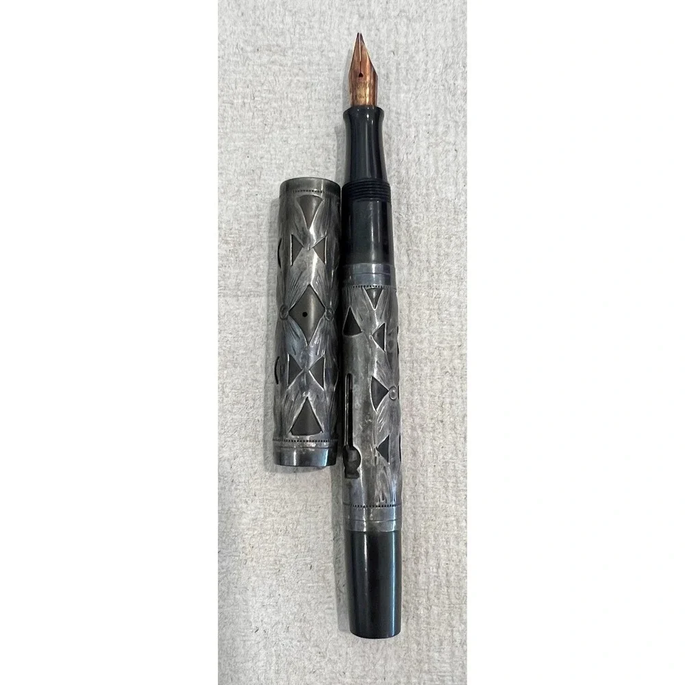 Ultra Rare Waterman 455 Sterling‎ Silver Overlay Fountain Pen 1925